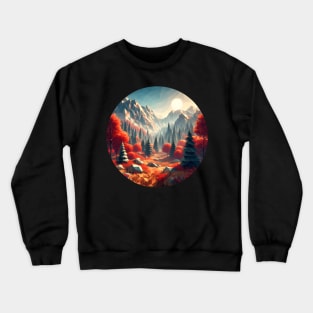 Polygonal Reddish Autumn Forest Crewneck Sweatshirt